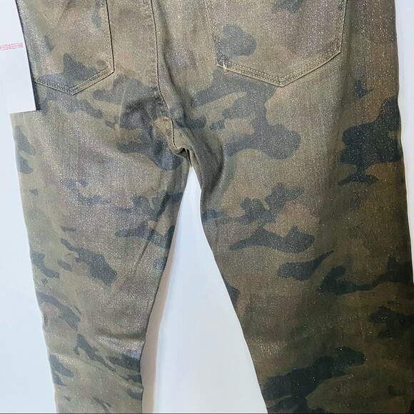 NEW HUDSON Tan Olive Sparkle Camo Nico Mid Rise Super Skinny Denim Jeans 26 - Picture 6 of 10